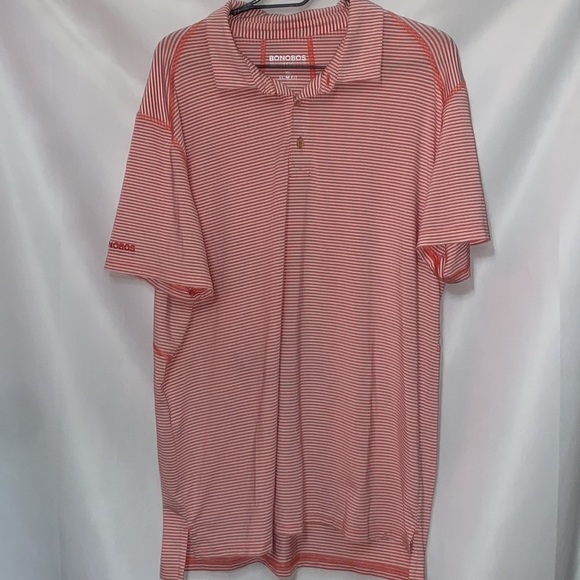 BONOBOS MENS SIZE XL SLIM FIT GOLF  Polo Shirt Lightweight  CORAL COLOR STRIPES - Picture 6 of 11